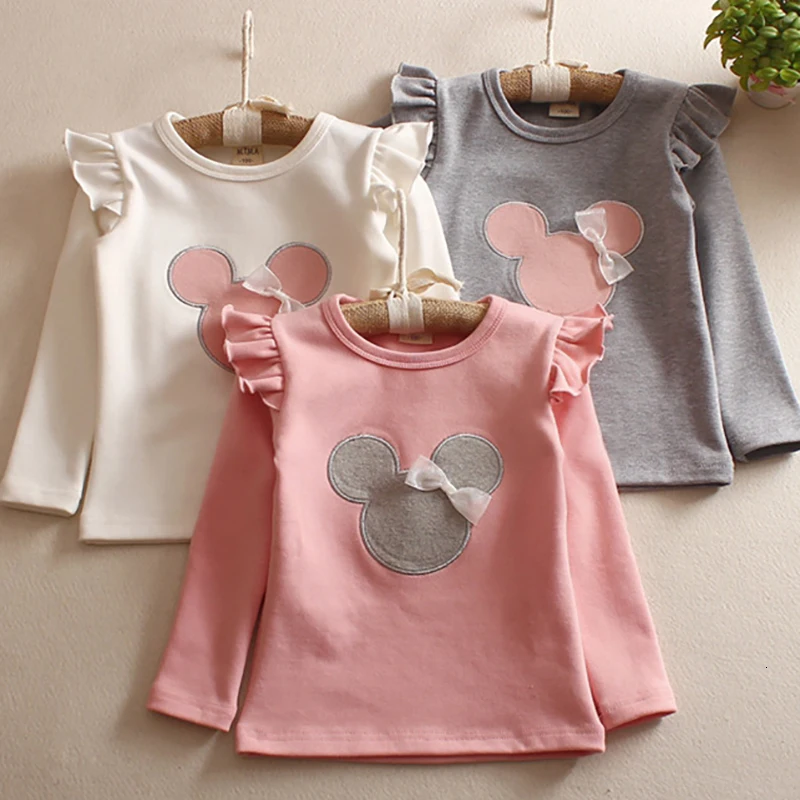 Одежда для девочек; футболки; детская одежда; футболка с длинными рукавами и рисунком для девочек; детская рубашка с круглым вырезом; джемпер