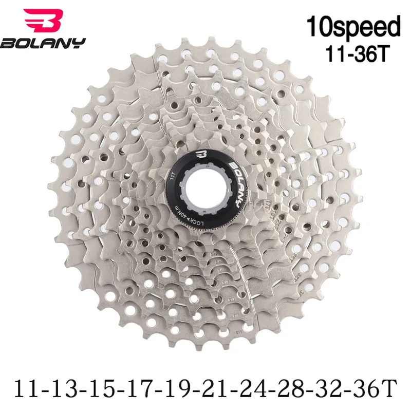 Bolany 10 скоростная кассета MTB 10V 11-50T 11-46T 11-42T 40T 36T набор звездочек со встроенной трещоткой для горного велосипеда широкого соотношения Сверхлегкий велосипедный маховик - Цвет: 11-36T