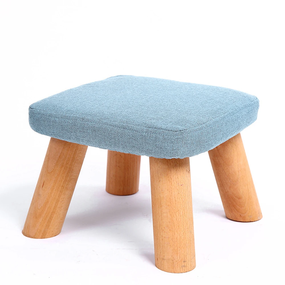 

Fabric Cute Footstool Solid Wood Footstool Padded Foot Rest Folding Storage Chair with Removable Cover