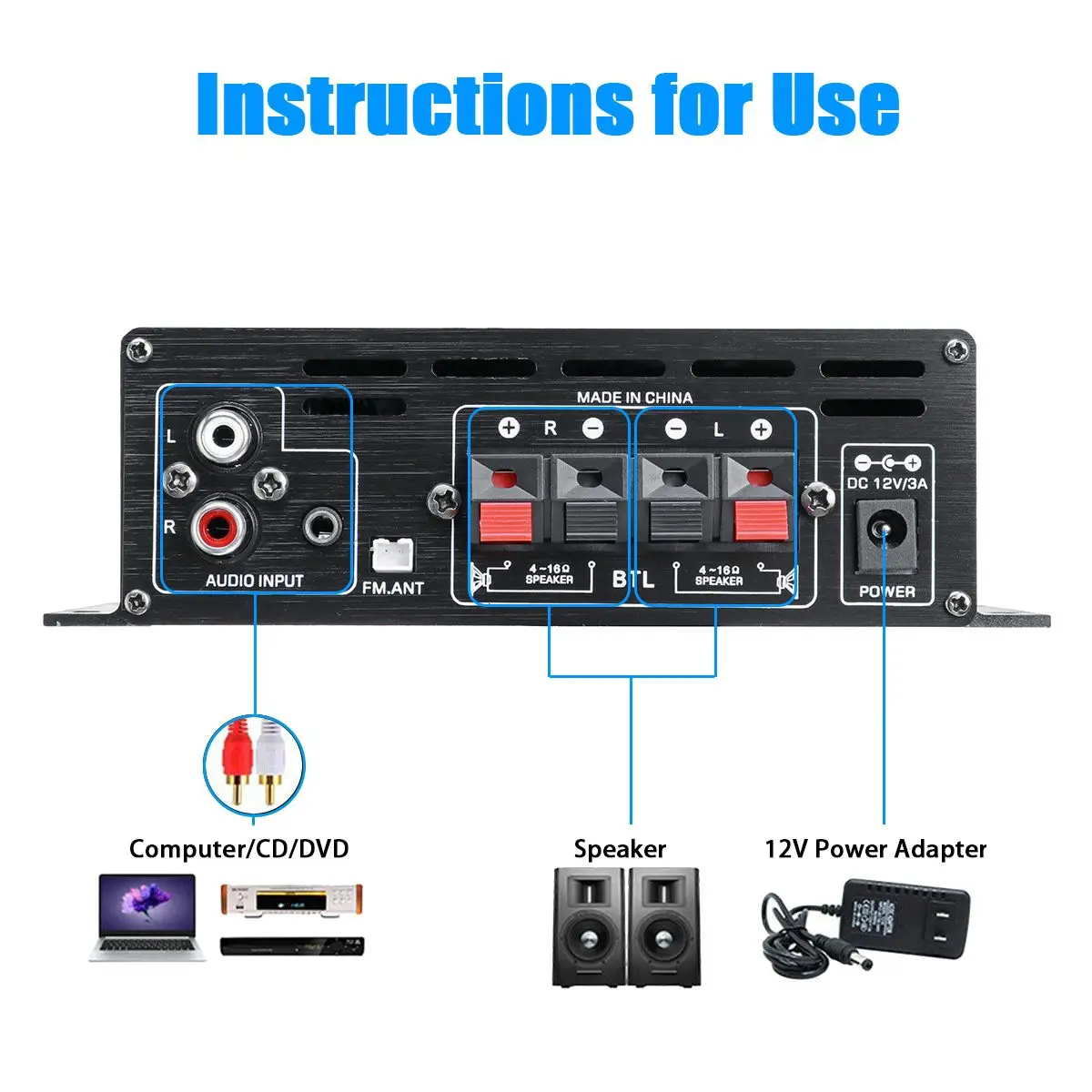 2 Channel Bluetooth 800W Power Amplifier AK380/AK370/AK170 Audio Karaoke Home Theater Amplifier Class D Amplifier USB SD AUX
