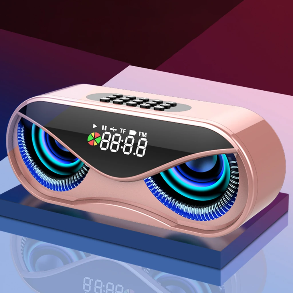 Bluetooth5.0 Multi-functional Wireless Speaker Outdoor Handfree Call Portable Multifunction Speaker with FM Radio Clock TF Card