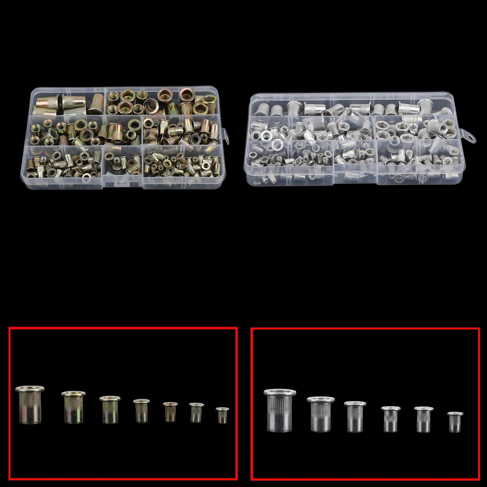 

Areyourshop Flat Head Rivet Nut Kit Metric Rivnut Nutsert Threaded Insert Nut With Box
