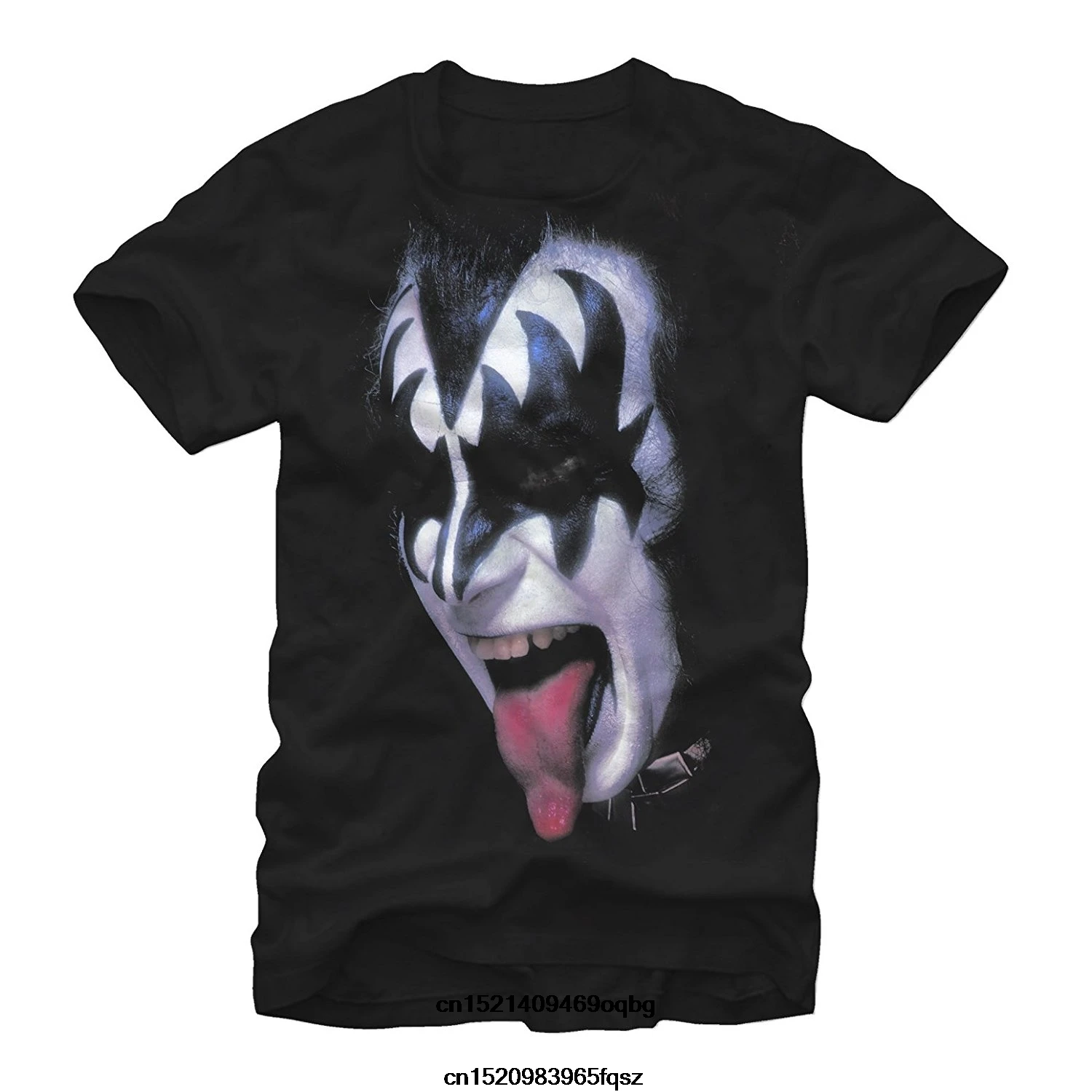 Мужская футболка с коротким рукавом круглым вырезом и язычком Kiss Gene Simmons 100%