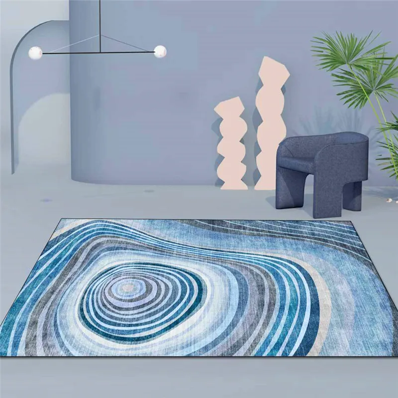 

Northern European-Style Rug Simple Blue-Gray Vortex Carpet Living Room Bedroom Bedside Carpet Kitchen Bathroom Floor Mat