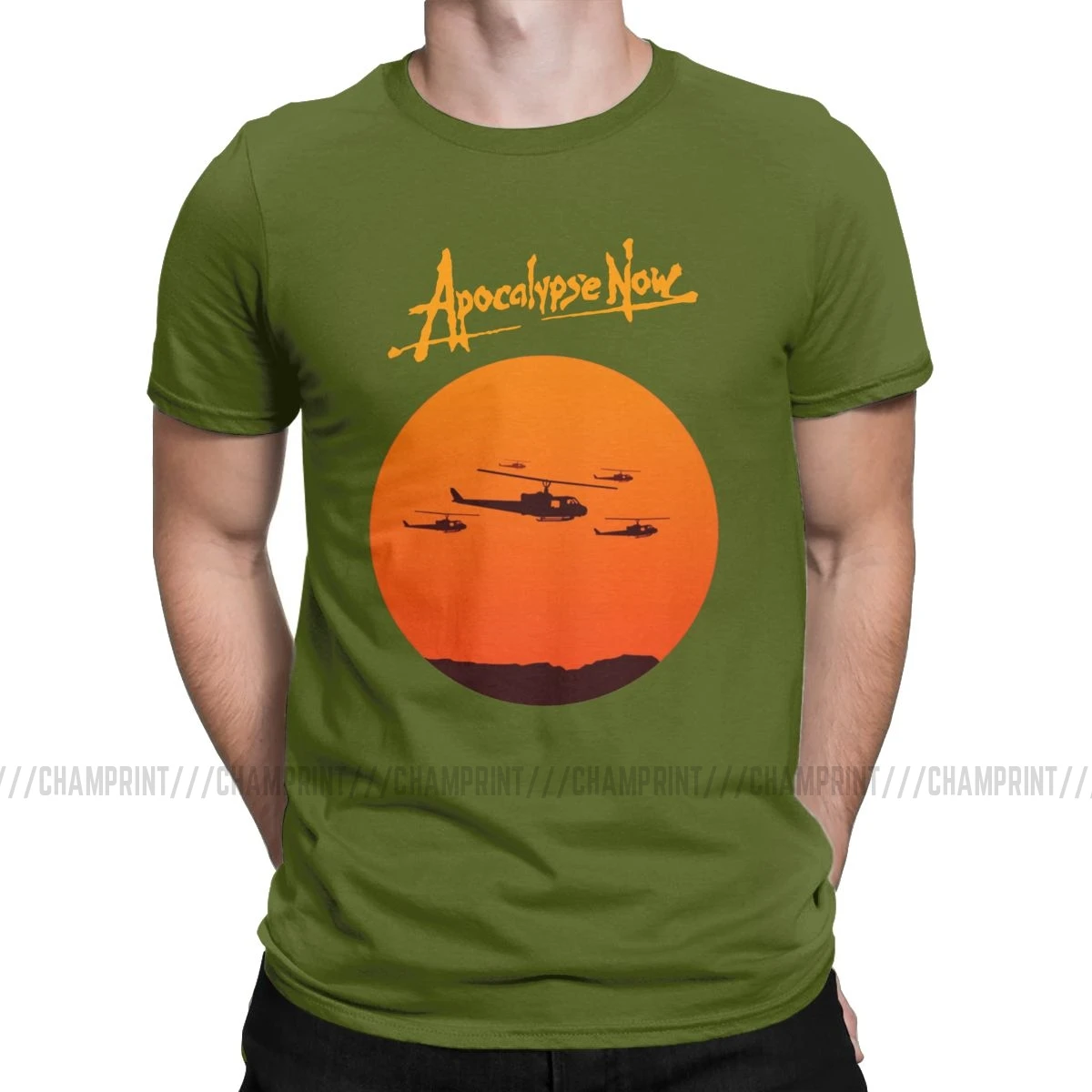 Забавная футболка «Apocalypse Now Vietnam War», мужские хлопковые футболки с круглым вырезом, футболка с коротким рукавом, Новое поступление, одежда - Цвет: Армейский зеленый