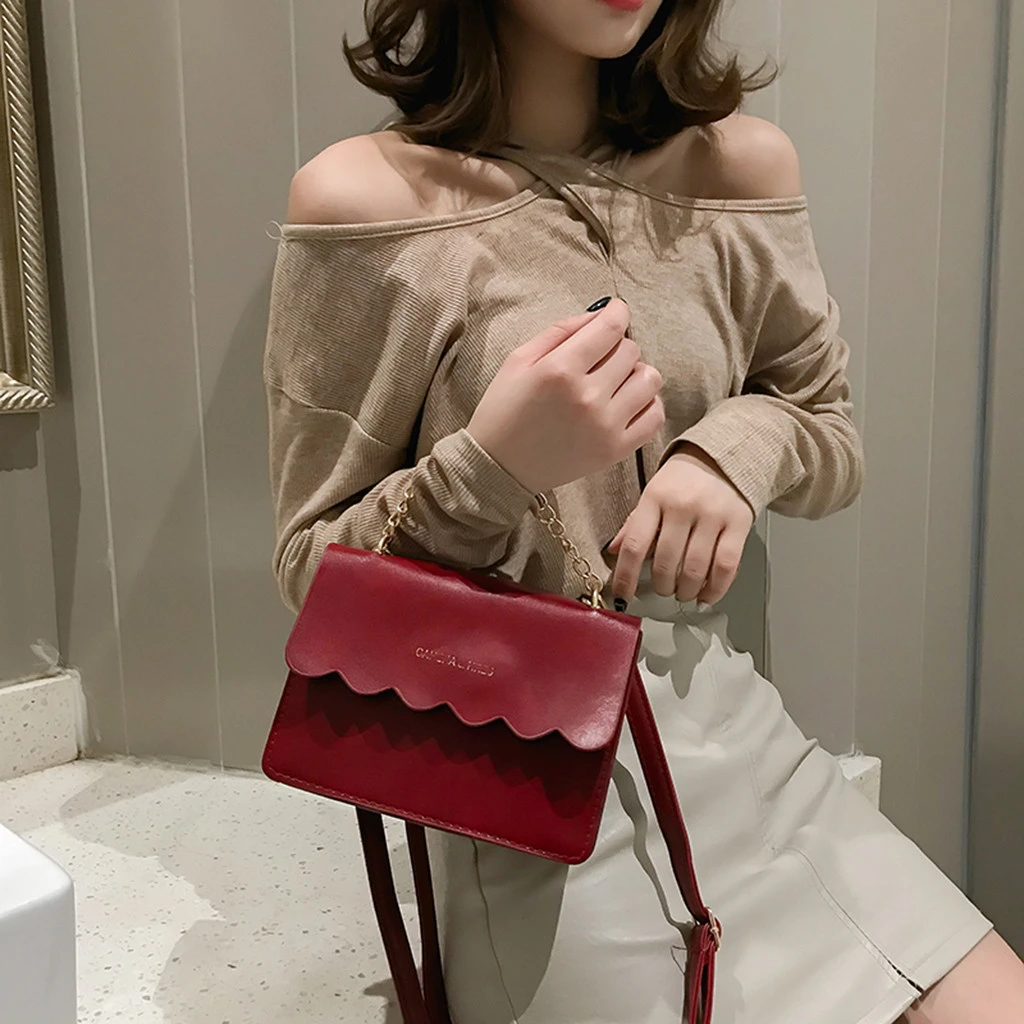 Simple Flap Shoulder Fashion Women Bag Leather Bags Girls Pure Color Mini Messenger Chest Cross Body Handbags Bolsa Feminina 820