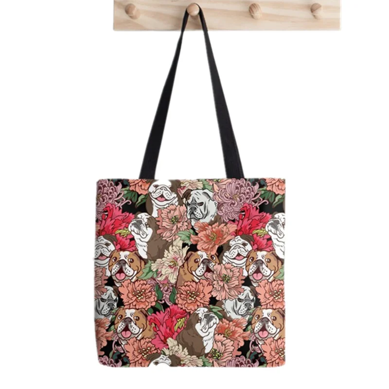 Shopper Because English Bulldog  Bag Printed Tote Bag women Harajuku shopper handbag girl Shoulder shopping bag Lady Canvas Bag