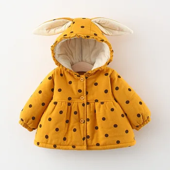 

Winter Warm Baby Coats Long Sleeve Cute Ear Hooded Polka Dot Thick Fleece Infant Girls Snow Wear Outerwear Kids Jackets Casaco