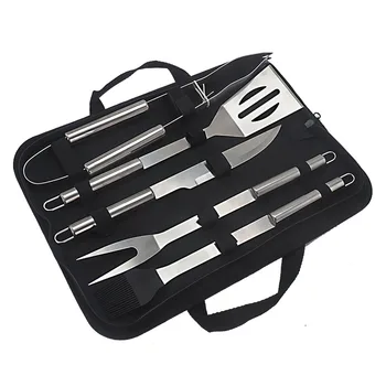 

5 Piece Stainless Steel Barbecue Tools Set BBQ Grill Tools Set Portable Grilling Tool Set for Outdoor Camping Barbecue