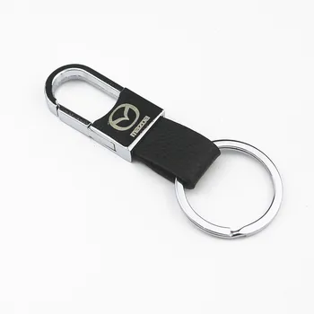 

Leather Keychain Metal Leather key rings Chains Customize Car Key Holder For Mazda Axela 2 3 5 6 CX-5 CX 7 CX-9 MX-5 Accessories
