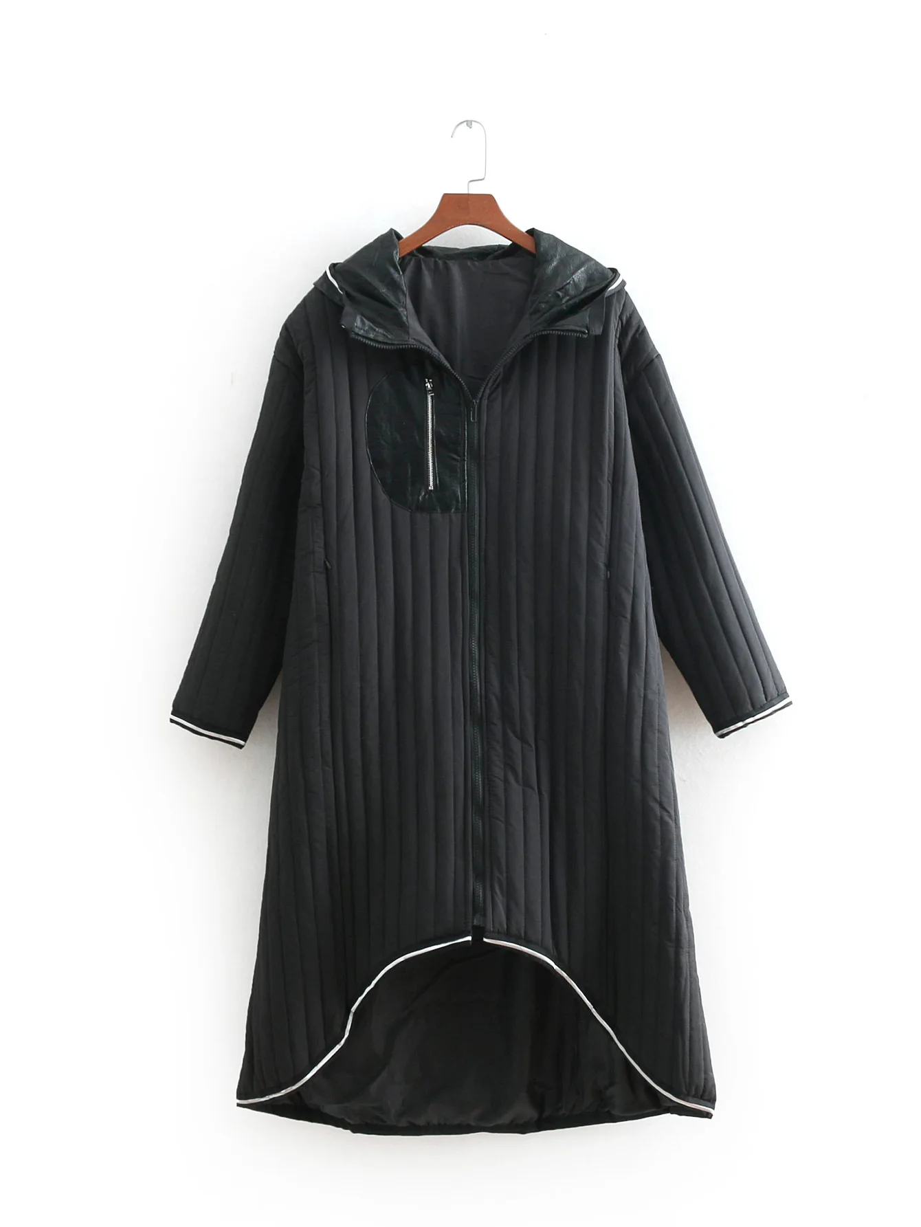 

2018 Western Style Autumn And Winter WOMEN'S Dress New Style Fight Skin Irregular Hem Long Cotton-padded Clothes