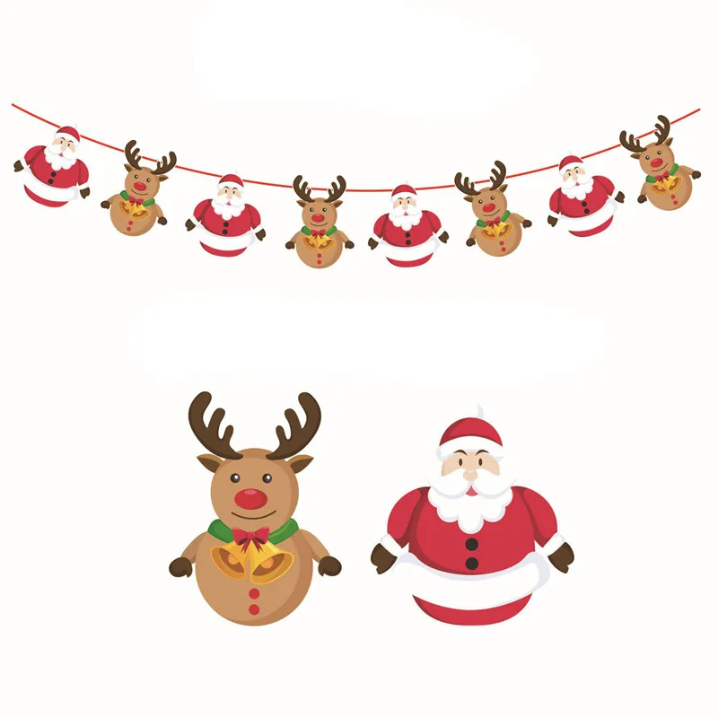 

18*20cm2019 New Year Santa Claus Pull Train Glass Window Christmas Decorations for Home Decorative wall Stickers Navidad Natal