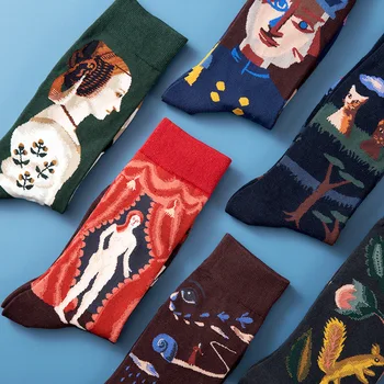 

Women Socks Van Gogh Animal Print Ins Literary Quality In Europe and The Personality Character of Pure Cotton Socks Female Socks
