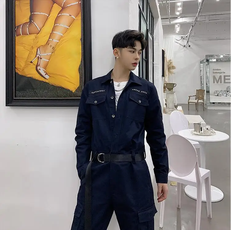 SHENGYUJIN S~ 2XL! Осень Ретро оснастки комбинезон мужские ins тренд брюки хип хоп Свободные Комбинезоны мужской костюм