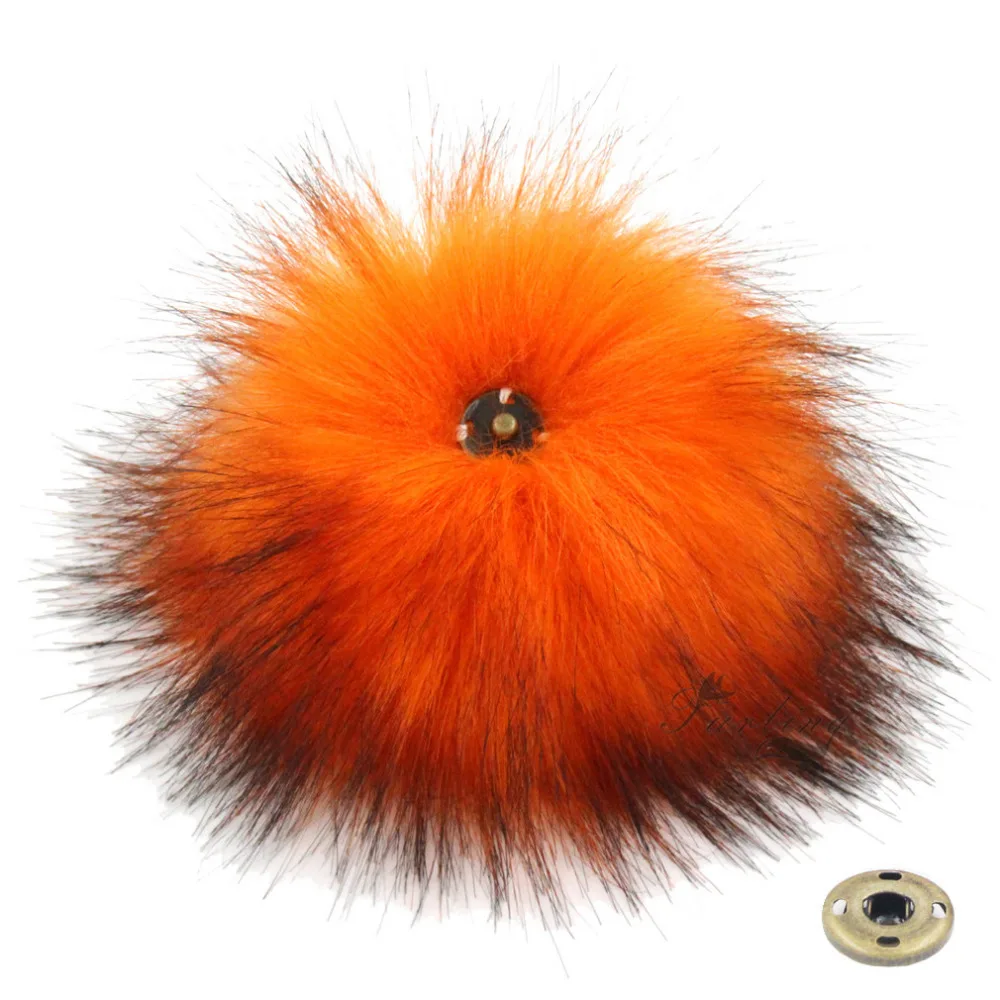 1 шт. искусственный мех енота Pom poms 14 см/5,5 дюймов с пресс заклепки для шапочки шапки аксессуары