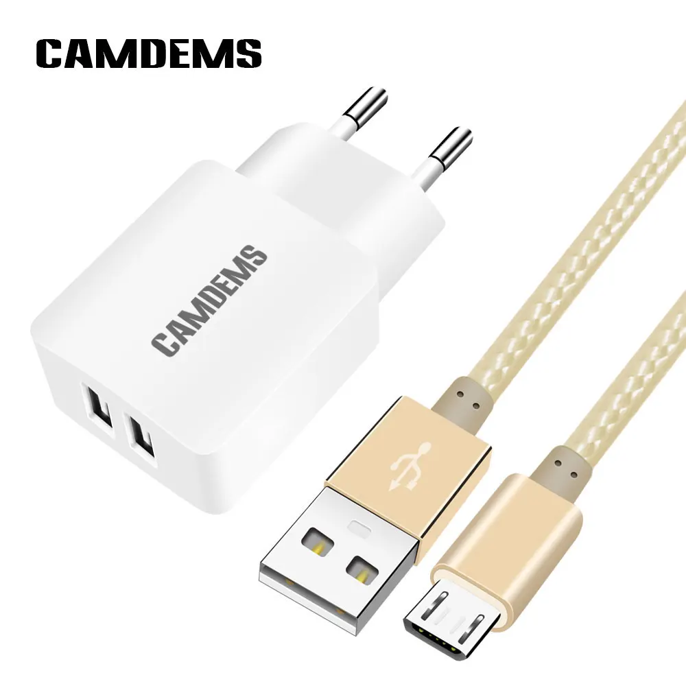 Gold CAMDEMS Премиум 1,2 м USB дорожное настенное зарядное устройство с микро-кабель для samsung a7 a5 s6 s8 плюс s10e a8 a9 A30 M20 M30 A40 - Тип штекера: Gold