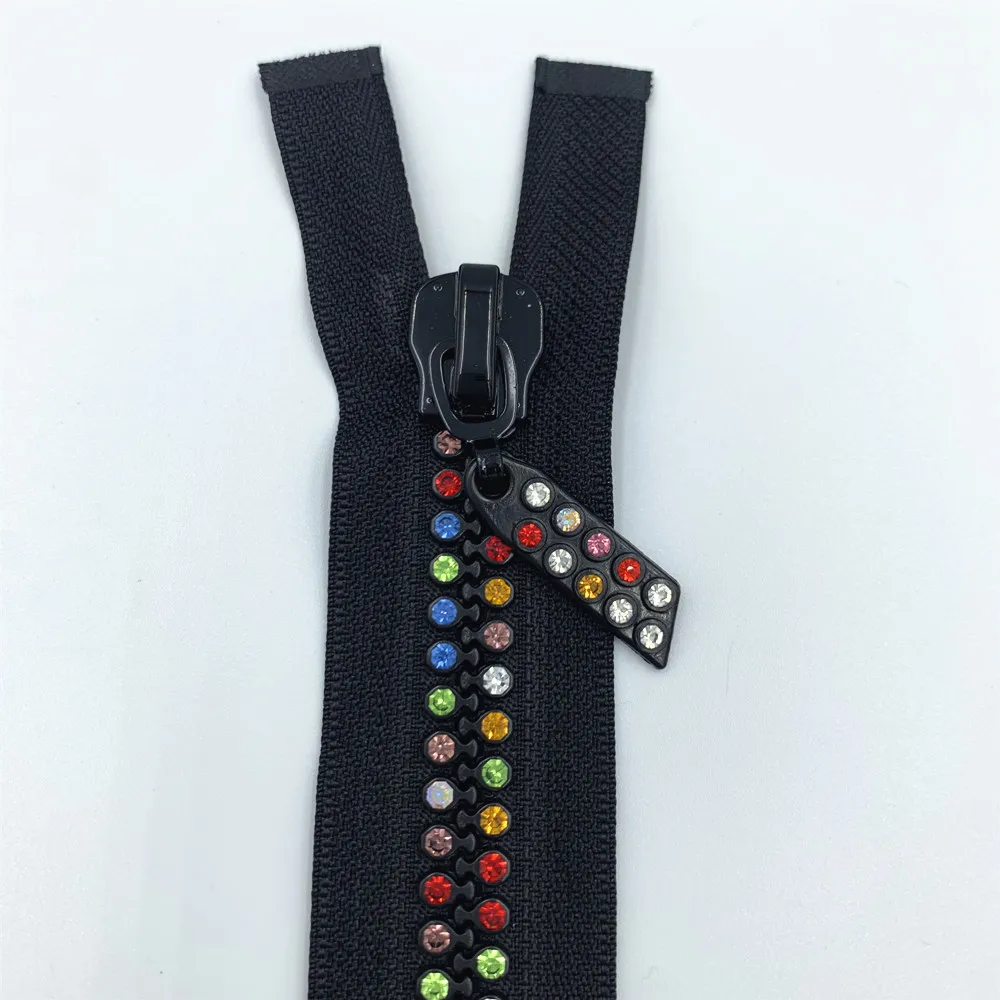 Colorful При заказе 1-10 штук 24 дюйма, 60 см Dual нить из чешского хрусталя застежек-молний Стразы ab Crystal открывающиеся молнии базовое платье одежда шитье 10 - Цвет: Colorful