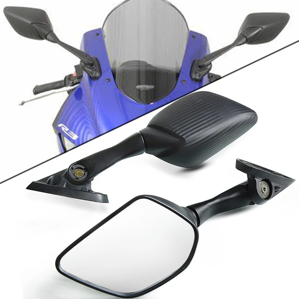 

Motorbike Side Mirrors For Yamaha YZF R25 R15 R3 YZF-R3 YZF-R25 YZF-R15 YZFR3 YZFR15 YZFR25 Mirrors Rear View Mirror Carbon Look