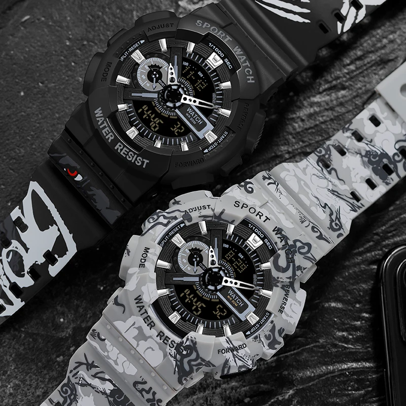 Men's Quartz Waterproof Shockproof Watch Fashion Multifunction Women Digital Clock Man relogios masculino Sports Watches 2021