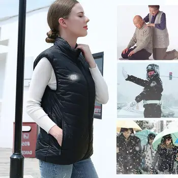 

USB Infrared Heating Vest Jacket Outdoor Lightweight Winter Flexible Electric Thermal Clothing Waistcoat Fishing Hiking Heat Pad