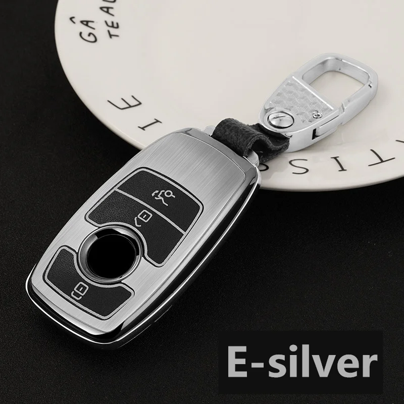 Светящийся чехол для ключа автомобиля для Mercedes Benz E Class W213 S class Защитная оклейка автомобилей аксессуары брелок прочный - Название цвета: C-silver