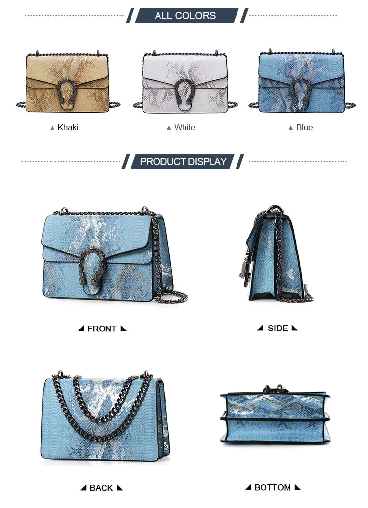 Fashion Sequin Crossbody Snake Leather Bag Women Designers Handbags