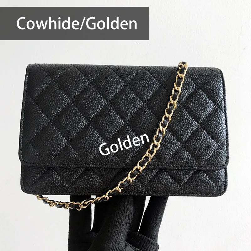 Роскошный бренд woc модная простая маленькая квадратная сумка женская дизайнерская сумка высокого качества из натуральной кожи с цепочкой для мобильного телефона сумки на плечо - Цвет: Cowhide Golden