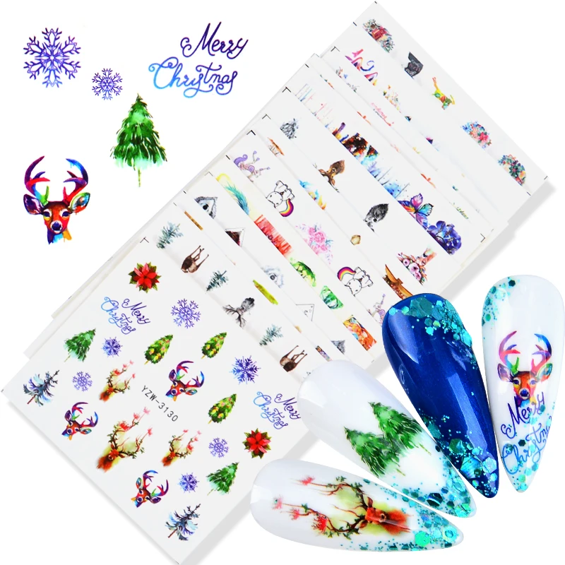 

1 Sheet Nail Art Stickers Christmas New Year Water Transfer Decals Slider Decorations Nails Tattoo DIY Manicure