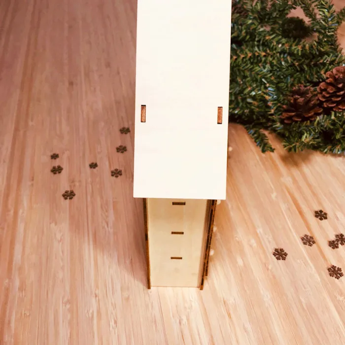 Wooden Advent Calendar Countdown Lights Christmas Party 24 Pull-Out Drawers LED Light 38x30x5cm TB Sale