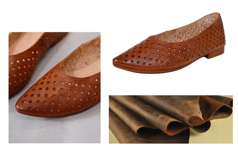 2020 Summer New Pointed Toe Women Flats Professional Casual Loafers Shoes Female Genuine Leather Hole Simple Flats Shoes Woman (14)