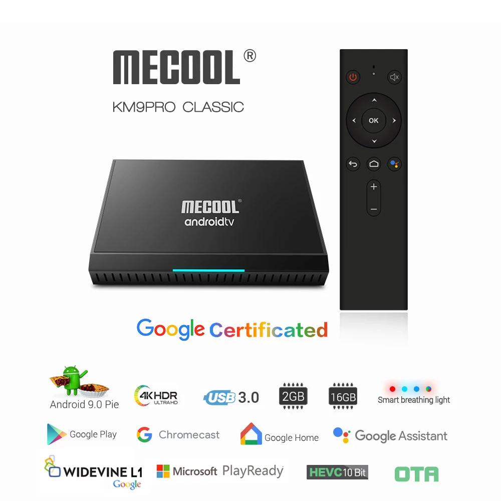 

Smart TV Box Android 9.0 MECOOL KM9PRO CLASSIC 4K Amlogic S905X2 2GB16GB Google Certificated 2.4G WiFi Bluetooth 4.0 Set-Top Box