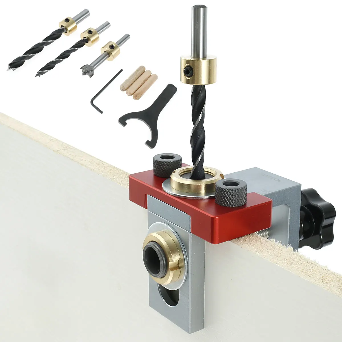 cheap!!!- Pocket Hole Drill Jig Adjustable Woodworking Punch Locator
Hole Punch Positioner Kit with 8/10/15mm Drill Bit Woodworking Tool