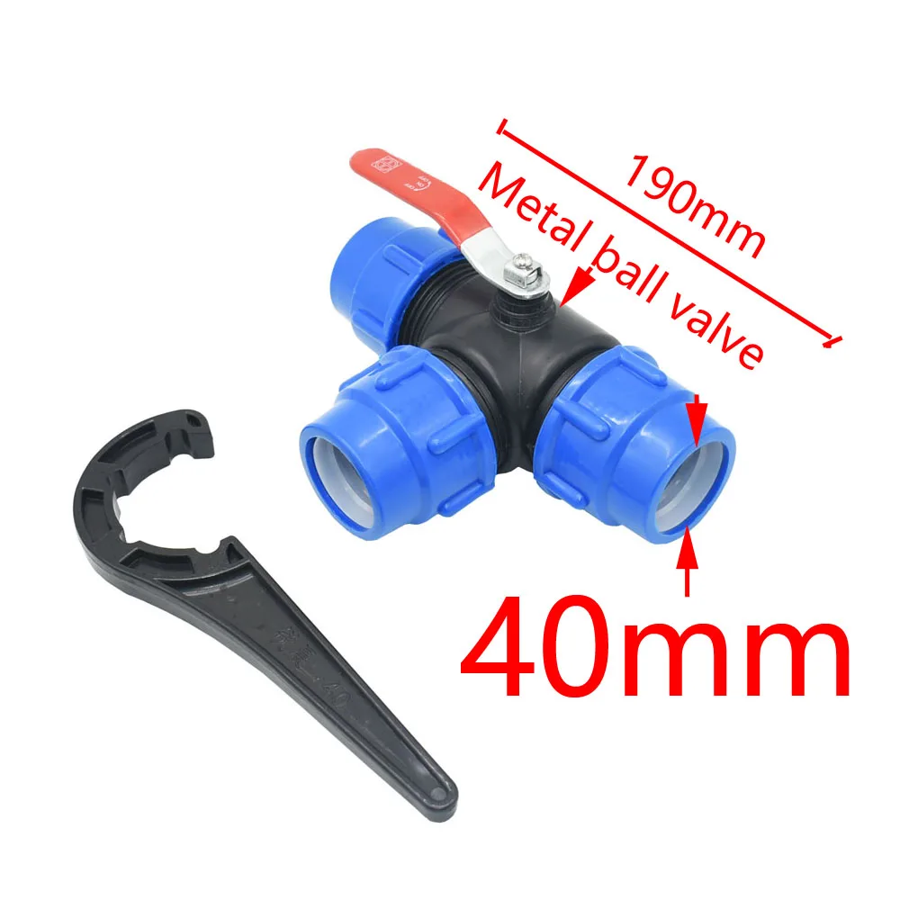 수도관 플라스틱 볼 밸브, 1 1.2 1.5 3 방향 퀵 커넥터, T형 PVC PE 고속 연결, 32mm, 40mm, 50mm, 1 개