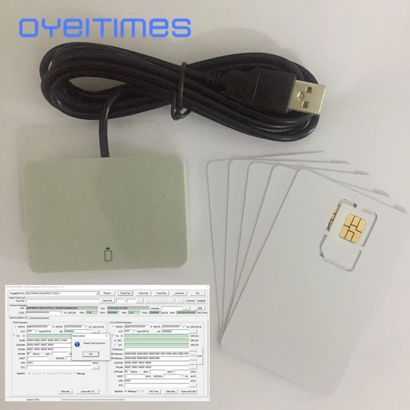 OYEITIMES 4G LTE SIM Card Reader Writer Programmer With 5PCS LTE Test SIM Card 1PC SIM Card Software XOR Milenage Free Shipping