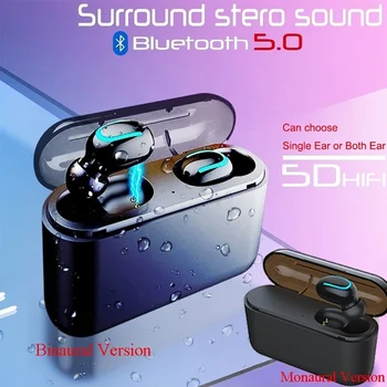 

Wireless Bluetooth 5.0 Earbuds Stereo Bluetooth Headset Sports In-Ear Earphones Touch Control Headphone with Charging Box Black