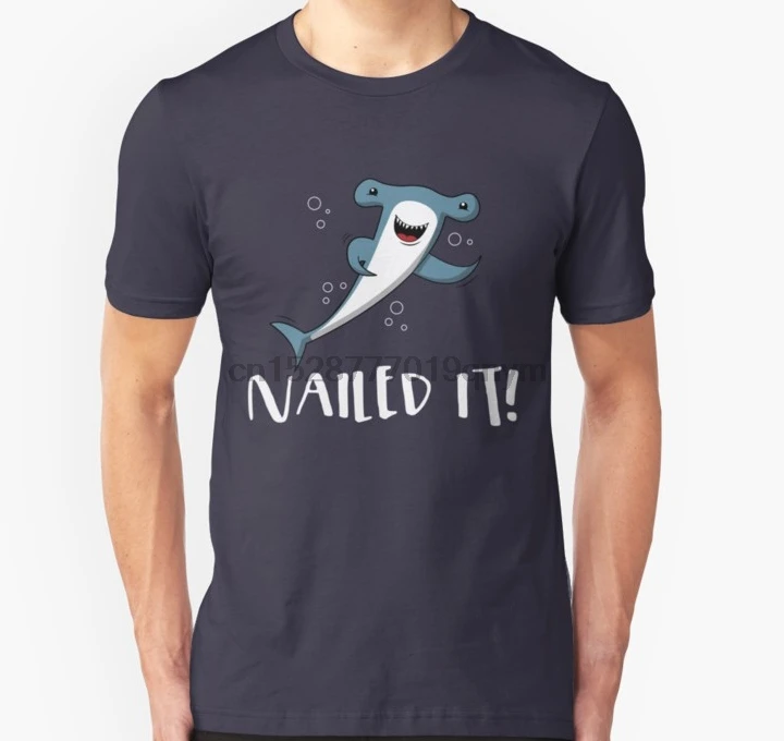 Мужская футболка Nailed It Hammerhead Shark Pun забавная Подарочная с рисунком акулы футболки