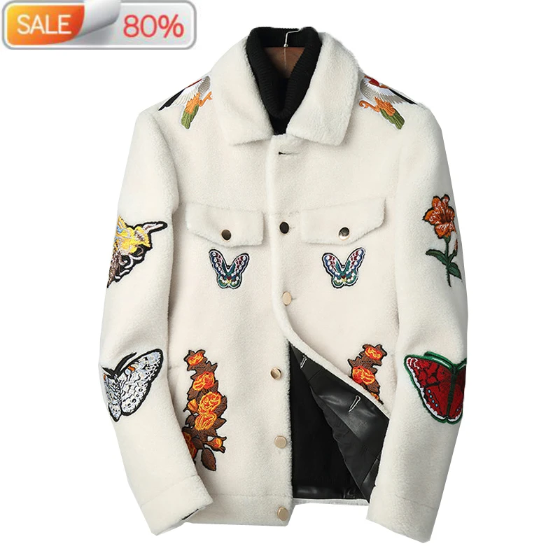 

Wool Fur Short Sheep Shearing Jacket Winter Fashion Luxury Coat Men Overcoat Korean Erkek Mont L1A-3411 B21464