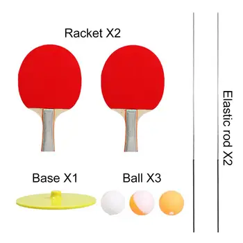 

2 Table Tennis Paddle 3 Ping Pong Ball Set Indoor Outdoor Play Elastic Soft Shaft Table Tennis Trainer Elastic Rod Training Tool
