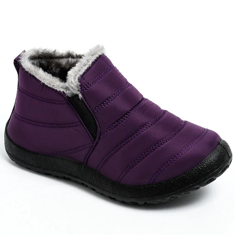 Зимние Мужская обувь Теплые; больших размеров; бархатные ботильоны для мужчин большой размер, ботинки Мужская обувь Нескользящая Для Мужчин's Женские зимние ботинки, женская обувь - Цвет: Фиолетовый