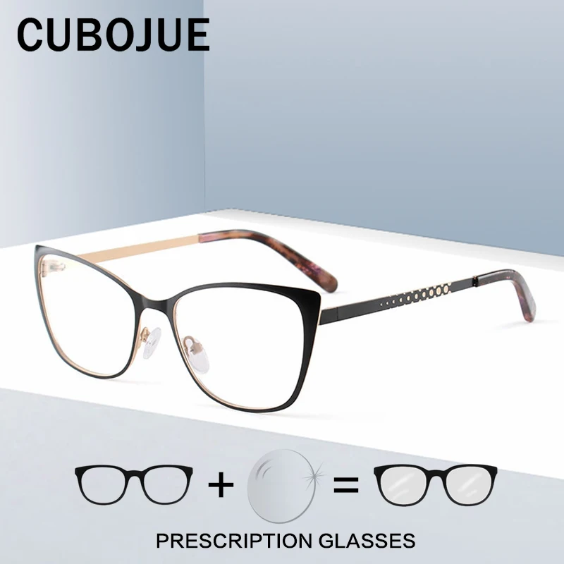 

Cat Eye Glasses Frame Women Transparent Clear Woman Sping Hinge Nerd Cat Eye Progressive Anti Blue Light Anti Scratch Reflection
