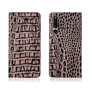 

Crocodile pattern genuine leather magnetic phone case card slot holder for Huawei Honor Magic 2/Huawei Honor Play flip case capa
