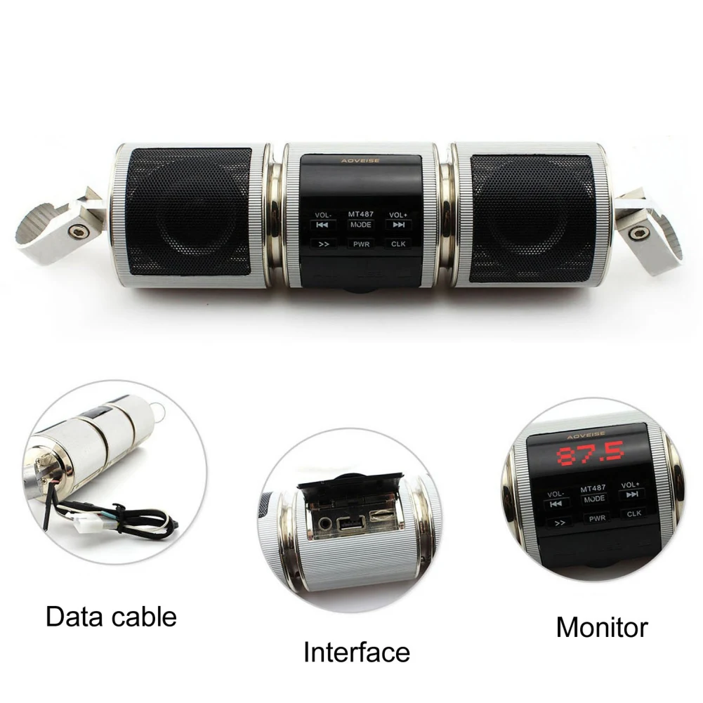 Mp3-плеер динамик Bluetooth Музыка FM радио водонепроницаемый регулируемый кронштейн мотоцикл аудио стерео светодиодный дисплей стерео MP3-плеер