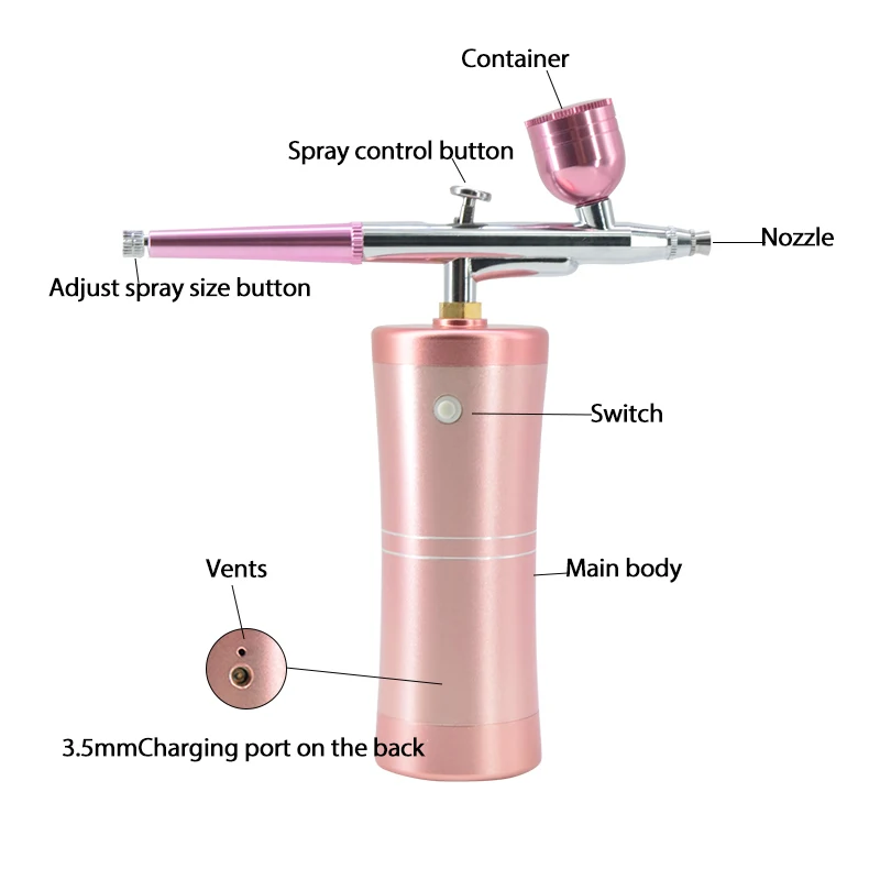 Портативная аэрография комплект аэрография набор для макияжа оксигенотерапия воздушная щетка компрессор для лица увлажняющий кислородный инъекционный пистолет