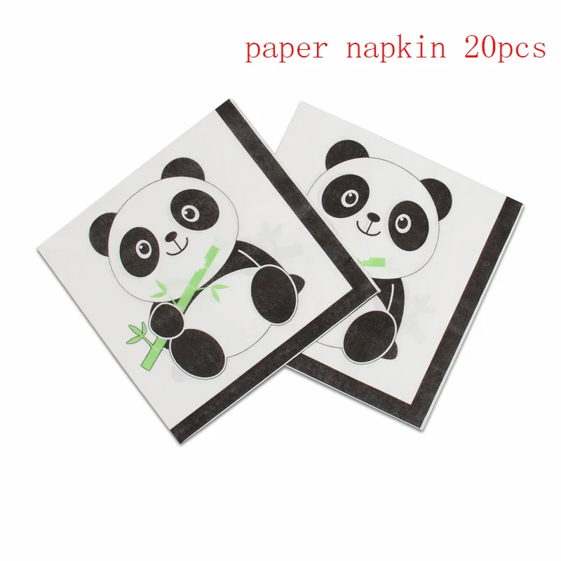 Panda тема вечерние принадлежности одноразовая посуда дети с днем рождения бумаги салфетка/чашка/тарелка соломы баннер скатерть вечерние поставки