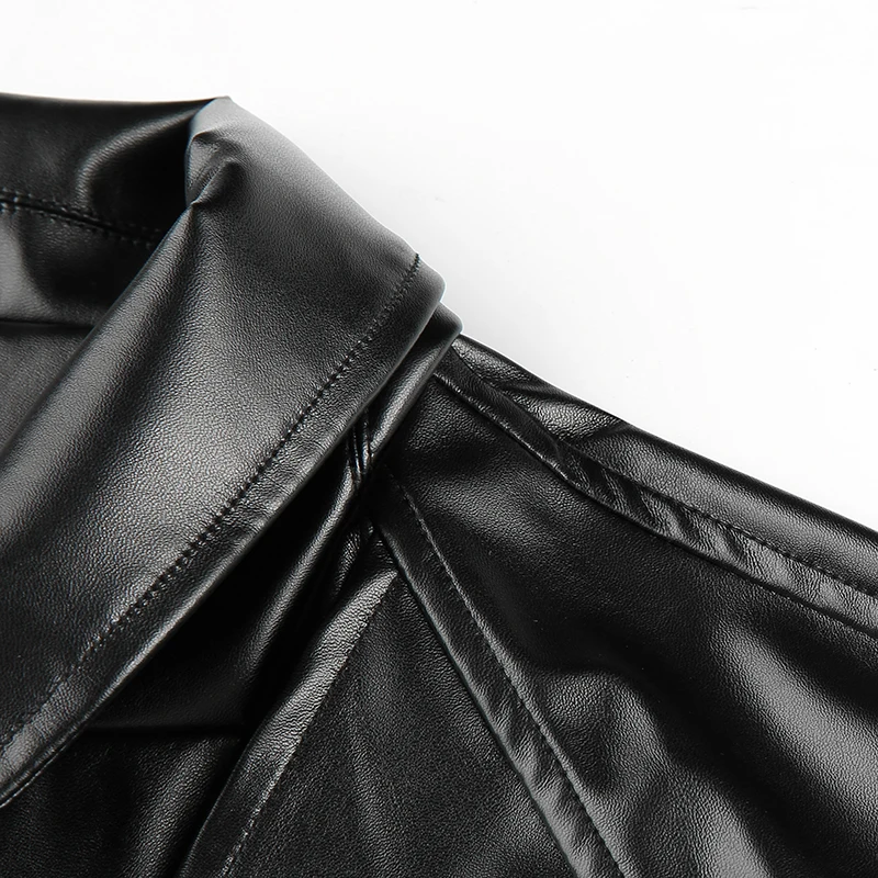 HEYounGIRL Черная байкерская куртка из искусственной кожи для женщин с поясом Harajuku ветровка пальто для женщин Повседневное пальто с отложным воротником осень