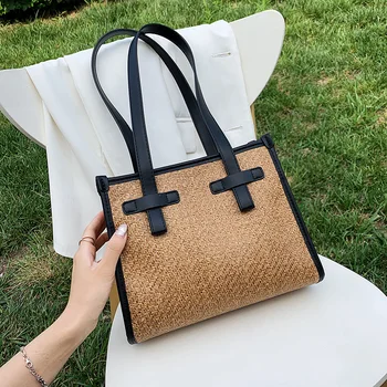 

Women Straws Handbags High Quality Beach Sac A Main Crossbody Bags for Women High Capacity Bag Luxury Messenger Bags for Girls