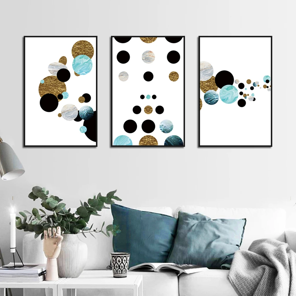 

Abstract Circular Geometric Pattern Nordic Style Living Room Minimalist Canvas Decoration Painting On White Background