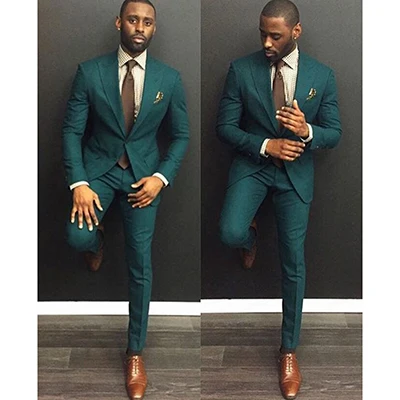 

Solovedress (Blazer+Pants) 2 Pieces Men Suit Peak Lapel Trajes De Hombre Custom Made Slim Fit Fashion Prom Party Burgundy Wear