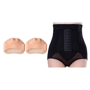 

3 Pcs Accessories: 1 Pcs Waist Belly Shaping Body Underwear Waist Corset Belt Waist Black XL & 1 Pair Silicone Padded Forefoot I