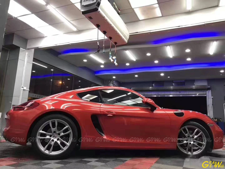 Gloss Metal Paint Red Vinyl Wrap Film Super Glossy Metal Cherry Red Car Wrap Sticker Air Bubble Free 1.52*18M/Roll
